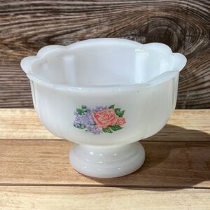 Vintage Avon Milk Glass Floral Soap Bowl